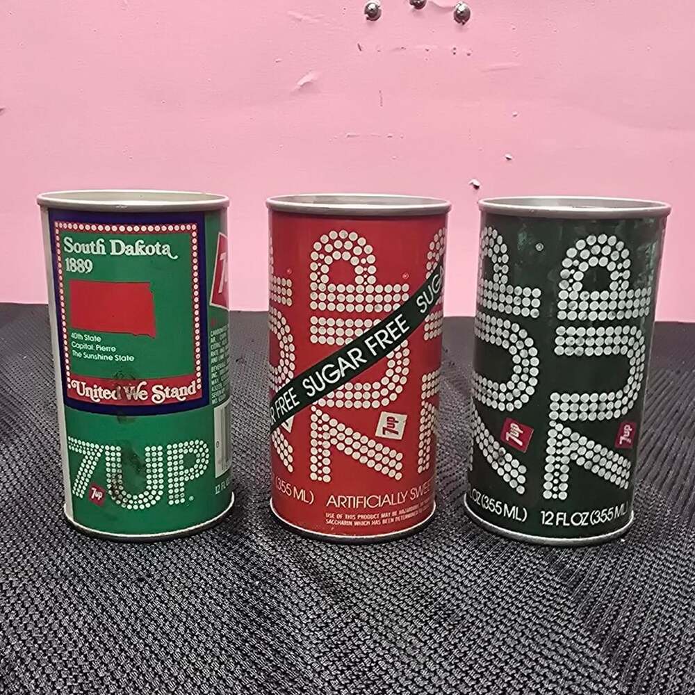 7Up Vintage Soda Cans 3 Pack 12 oz South Dakota The Uncola